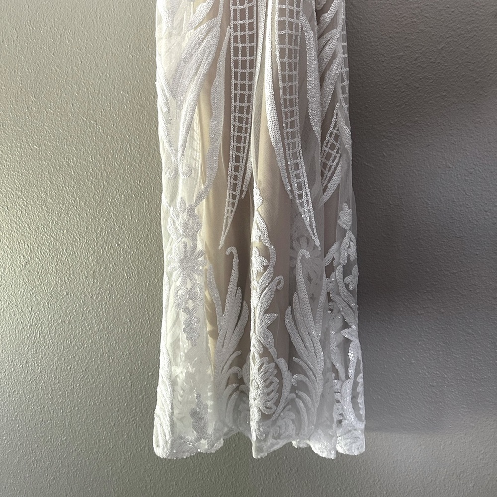 Lulus Always Adored White and Nude
Sequin Mermaid Maxi Wedding Dress XS - Picture 10 of 13